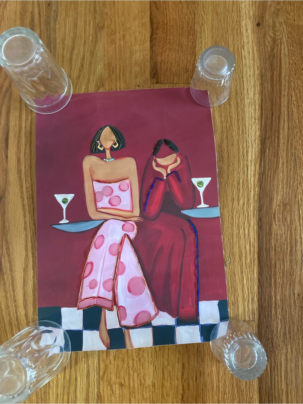 New canvas Unhappy Hour embroidered accents